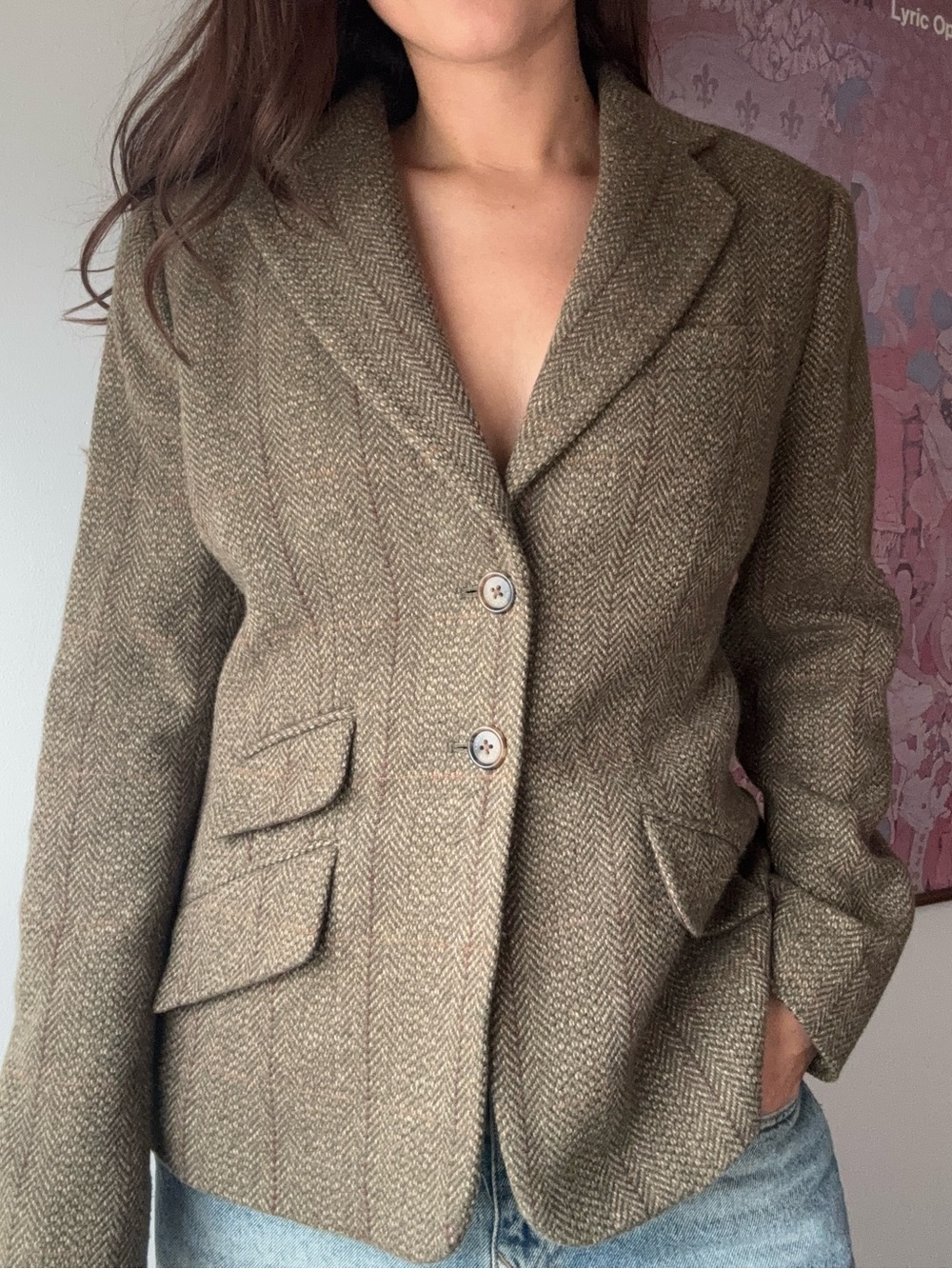Lauren Ralph Lauren brown plaid wool blazer. 70% wool size 6